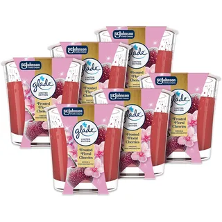 Glade Duft-Kerze im Glas, Frosted Floral Cherries, bis zu 27 Stunden Brenndauer, 6er Pack (6 x 112g)