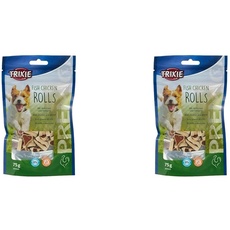 TRIXIE Hundeleckerli Premio Hunde-Chicken Rolls 75g - Premium Leckerlis für Hunde glutenfrei - ohne Getreide & Zucker, schmackhafte Belohnung für Training & Zuhause - 31535 (Packung mit 2)