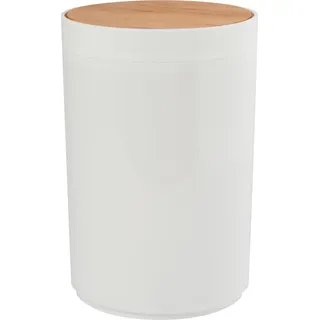 MSV Bad Serie "OSLO" Design Kosmetikeimer Bad Treteimer Abfalleimer Papierkorb Mülleimer 6 Liter (ØxH): ca. 18 x 26,3 cm weiß Bambus