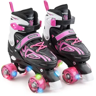 Apollo Super Quad X Pro | verstellbare Rollschuhe für Kinder | komfortable, größenverstellbare LED Roller Skates | Rollschuhe für Mädchen und Jungen | Größen 31-42