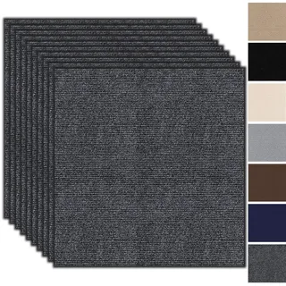 Teppichfliesen 50x50cm Teppichfliesen Selbstklebend - 10 Stück Set - 2.5m2 - Teppichboden, Teppich Fliesen mit Rückendeckung, Strapazierfähiger Teppich Bodenbelag für Wohnung, Büro, Gewerbe,Dunkelgrau