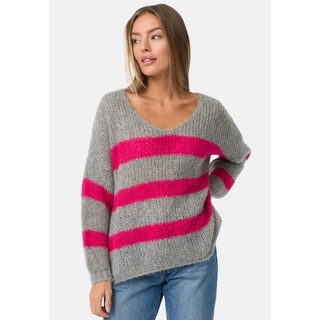 pm selected Damen Warmer Strickpullover Pullover mit Candy Stripes in Einheitsgröße PM67