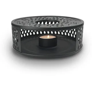 Creano schwarzes Stövchen aus Edelstahl mit Teelichthalter - Teewärmer - stabil klappert Nicht - Rechaud für sämtliche Teekannen geeignet