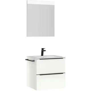 Nobilia Badezimmer , Schwarz, Weiß Hochglanz , Metall , 2,2 Schubladen , F , 61 cm , Goldenes M, Made in Germany , Griffeauswahl, hängend, Zusatzausstattung erhältlich, Typenvielfalt , Badezimmer, Badmöbelsets & Badmöbelserien, Badmöbel-Sets