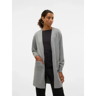 Vero Moda Longstrickjacke VERO MODA "VMSILJE LS OPEN CARDIGAN GA NOOS", Damen, Gr. L, grau (medium grau melange), Strick, Obermaterial: 77% Viskose, 23% Polyester, unifarben, loose fit, V-Ausschnitt, Strickjacken Longstrickjacke