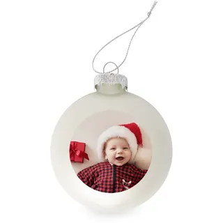 GE24 Weihnachtskugel individuell mit ihrem Text oder Foto - Ø 9cm aus Glas - Christbaumkugel mit Digitaldruck (Seidenmatt) (Silber, 6)