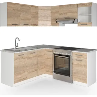 Vicco Winkelküche Rick L-Form 167 x 187 cm sonoma eiche nachbildung/weiß