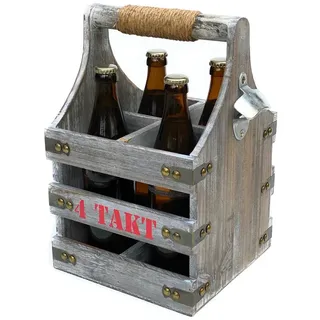 DanDiBo Ambiente Bierträger mit Flaschenöffner 4 Takt 21 x 32 x 21 cm Holz