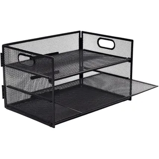Relaxdays Dokumentenablage, Metall, 3 Fächer, Büro, Home Office, HBT: 20,5x32,5x23,5 cm, Schreibtisch Organizer, schwarz