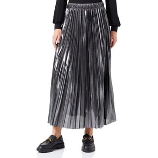 ONLY CARMAKOMA Damen CARHAILEY Pleated Skirt JRS Faltenrock, Black/Detail:METALLIC, 52-54 Grande Taille