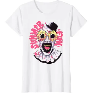 Terrifier Summer Fun Sunglasses Art The Clown Horror Movie T-Shirt, Damen, Weiß, M