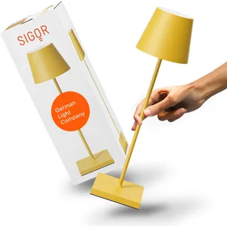 SIGOR Nuindie 2.0 LED Akku-Tischlampe, sonnengelb | Dimmbar • Indoor & Outdoor • IP54 • 38 cm • USB-C • 12 h Leuchtdauer