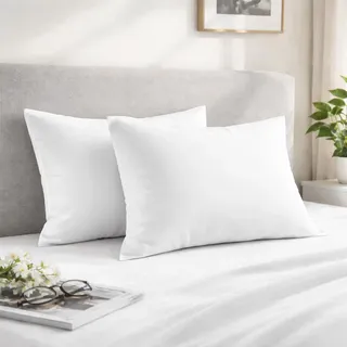 Pizuna Luxuriös Kissenbezug 70x90 cm 2er Set Baumwolle Weiß, 1000 Fadenzahl aus 100% langstapeliger Baumwolle in Satinbindung Nur Kissenbezug (Hotel Kissenbezug 2er Set) Mako Satin