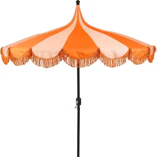 Mica Decorations Kim Gestreifter Sonnenschirm mit Tragetasche - Stockschirm 238 x Ø235 cm - Garten oder Balkon Sonnenschutz - Polyester, Stahl - Orange - Orange
