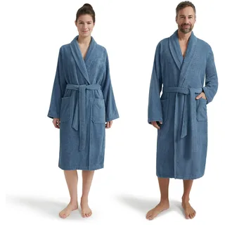 Möve Homewear Schalkragenmantel Basic aus 100% Baumwolle, Größe L, steelblue