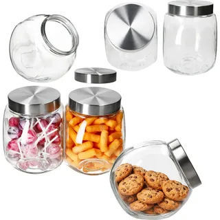 6x Dora Keksglas 2L Bonbonniere Glasdose mit Metall-Deckel Vorratsglas