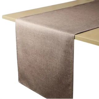Decomira Tischläufer wasserabweisend Leinen-Optik - Fleckschutz, abwaschbar - Als Garten-Tischdecke Outdoor für Esstisch - Braun Taupe - 40x220 cm