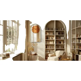 Spiegel-Wanduhr, elegantes gewölbtes Design, einfache Zeitablesung, Silberbraun