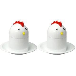 G S D Haushaltsgeräte Eierköpfer und Eierbecher, Plastik, White, 10 x 10 x 9 cm (Packung mit 2)