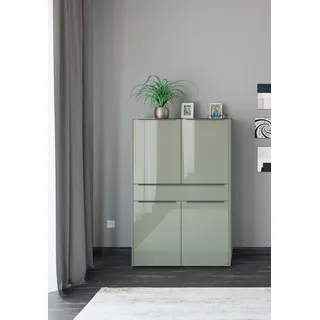 Set One by Musterring Highboard 92 x 140 x 42 cm Olivgrün matt lack / Olivgrün glanz