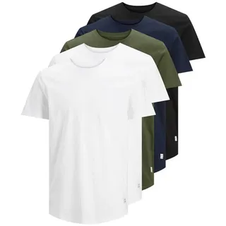 JACK & JONES Noa Kurzarm-T-Shirt 5 Einheiten White / Detail White / Black / Navy / Forest 2XL