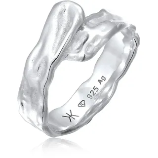 Silberring KUZZOI "Ring Bandring Organic Struktur 925 Sterling Silber" Gr. 66, silber, Fingerringe, Herren, 66, Silber 925 (Sterlingsilber), Silberring