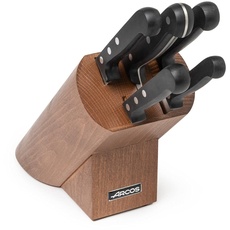 Arcos Serie Universal - Geschenkbox Küchenmesser-Set 5 Stück (5 Messer) - Klinge Nitrum Edelstahl - HandGriff Polyoxymethilen (POM) - Kiefernholzblock