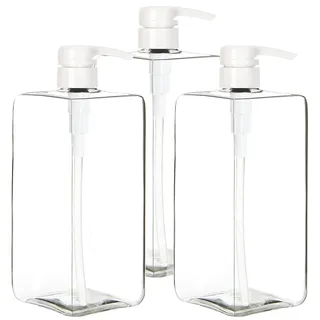 Youngever 3er-Set 1L Pumpflaschen für Shampoo, Mehrweg Kunststoff Pumpspender Seifenspender Dispenser Lotionspender Leerflasche für Flüssige Shampoo Lotionen Küche Bad (Transparent)