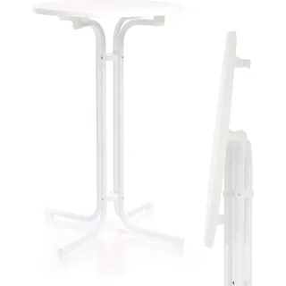 Toboli klappbarer Bistrotisch in Weiß Ø70cm runder Stehtisch Indoor/Outdoor Klapptisch 110cm hoch - Weiß