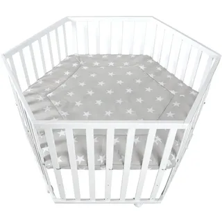roba Laufgitter, Weiß, Holzwerkstoff, Stern/Sternzeichen, Sechseckig, 118.5x72.5x103.5 cm, Babymöbel, Laufstall Baby