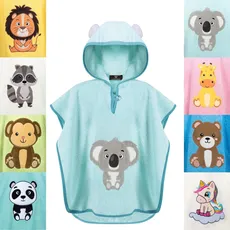 LAYNENBURG Premium Badeponcho Kinder mit Kapuze - 100% Baumwolle - OEKO TEX - Baby Jungen Mädchen Handtuch Poncho Frottee - 3-5 Jahre/Koala