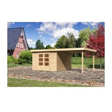 Karibu Holz-Gartenhaus Boras Natur Flachdach Unbehandelt 298 cm x 302 cm