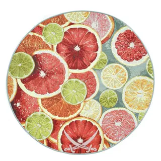 Sansibar Sylt Outdoorteppich Rantum Beach 140x140 cm , Orange , Textil , Kunstzeichnung , Rund , 140x140 cm , Oeko-Tex® , für Fußbodenheizung geeignet , Teppiche und Böden, Teppiche, Outdoorteppiche