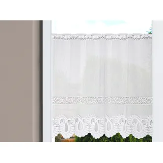 HOME WOHNIDEEN »LEONORA« Stangendurchzug 1, Stk. tlg. Scheibengardine Jacquard, fein LEONORA, weiß,