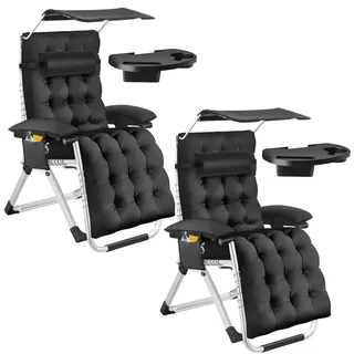 Tectake Sonnenliege 93 x 73 x 168 cm Schwarz