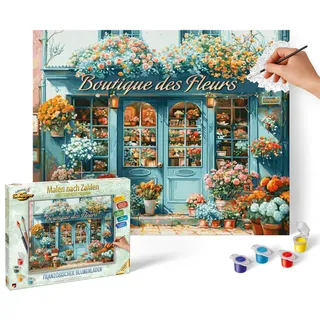 Schipper 609130924 Malen nach Zahlen – Französischer Blumenladen - Bilder malen für Erwachsene, inklusive Pinsel und Acrylfarben, 40 x 50 cm