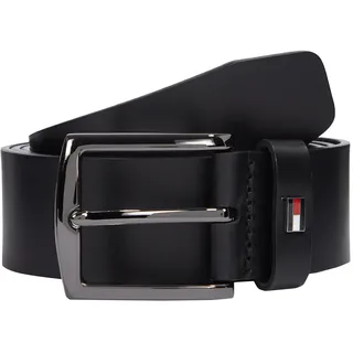 Ledergürtel TOMMY HILFIGER "DENTON 3.5 cm breit EXT", Herren, Gr. 125, schwarz, Rindsleder, unifarben, Gürtel Ledergürtel, Einfachdornschließe, Metalllogo