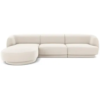 Micadoni Ecksofa links Miley aus Samt leichtes beige 4 Sitzplätze , Beige , Textil , L-Form , 255x156 cm , Hergestellt in Europa, Oeko-Tex® , Wohnzimmer, Sofas & Couches, Wohnlandschaften, Ecksofas