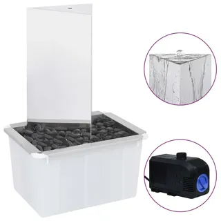 vidaXL Gartenbrunnen mit Pumpe Edelstahl 76 cm Dreieckig - Silber