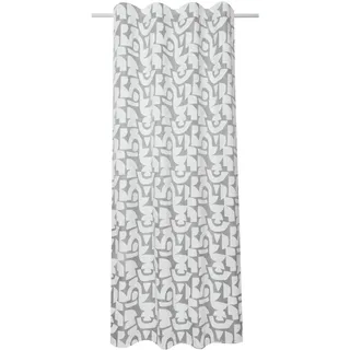 Sehlbach Fertiggardine mit Gardinenband, Chenillegarn grafisch, Grau, 135 x 245 cm Gardinen, Blickdichter Stoff, Integriertes Band, Verdeckte Schlaufen, Öko-Tex Zertifiziert, Einfache Montage