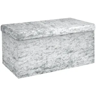 Intirilife Sitzbank 76x38x38 cm in Samt Blaugrau - Sitzwürfel