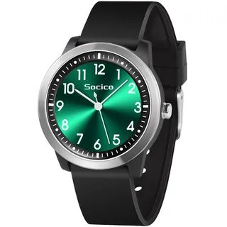 SOCICO Kinderuhr Analog, 5ATM/50M Wasserdicht Armbanduhr Kinder Mädchen Jungen Teenager, Leicht Lesbar Kinder Quartz Minimalistisch Uhren für 9-18 Jahre (Grün)