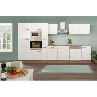 Respekta Küchenzeile 370 cm Weiß Eiche