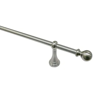 Gardinia Gardinenstangen Set Polaris 1-Lauf Ø 19 mm Edelstahl-Optik 160 cm, Metall, 31112