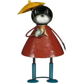 Mica Decorations Deko-Figur Katze mit Regenschirm 28 cm Rot