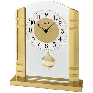 AMS T1117 Tischuhr mit Metallgehäuse und Quarz-Pendelwerk - Gold