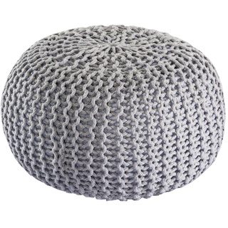 kreatives Wohnen Pouf Premium ø45cm Sitzhocker Strickpouf Innen Terrasse Pool Garten nachhaltig grau - Silbergrau