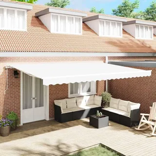 vidaXL Ausziehbare Markise Weiß 500 x 350 cm Stoff und Aluminium - Weiß