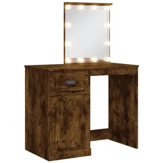 vidaXL Schminktisch mit LED-Leuchten Räuchereiche 90x42x132,5 cm - Braun