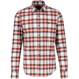 Karohemd LERROS "Karohemd in weicher Flanellqualität", Herren, Gr. 5XL, extraweit, orange (spicy orange), 98% Baumwolle, 2% Elasthan, Hemden Karohemd